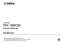 Yamaha RX-S602 - Owners manual 